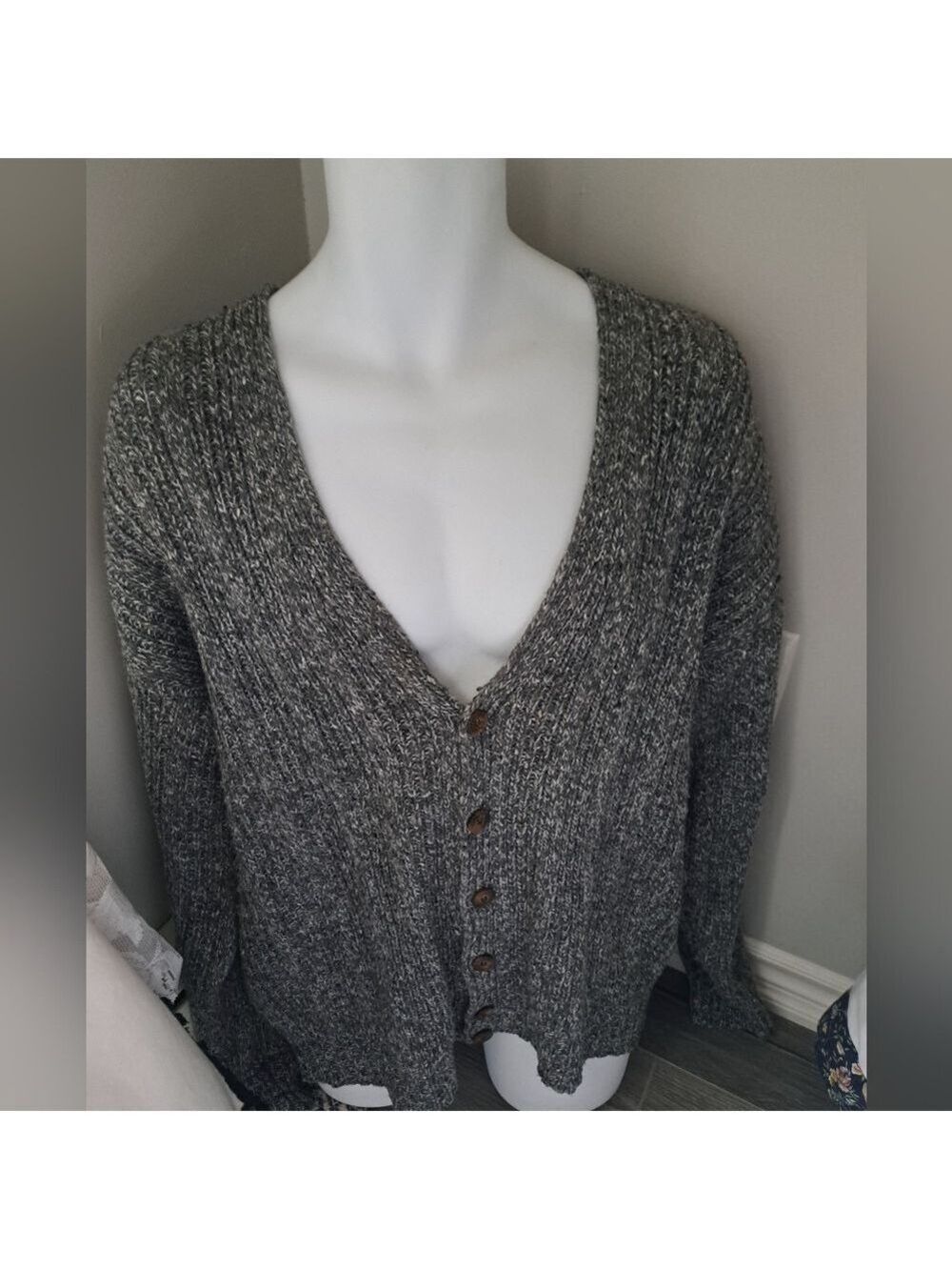 VTG Claybrooke Cardigan Gray Preppy Cable Knit Grunge Coastal Grandpa Sweater XL